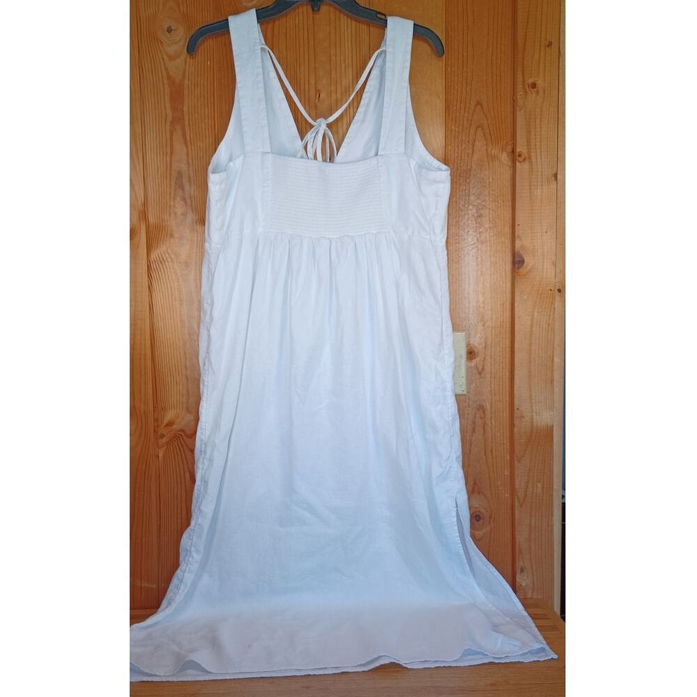Old Navy White Linen Blend Maxi Dress XL Beach Resort Coastal Sundress - Picture 5 of 7